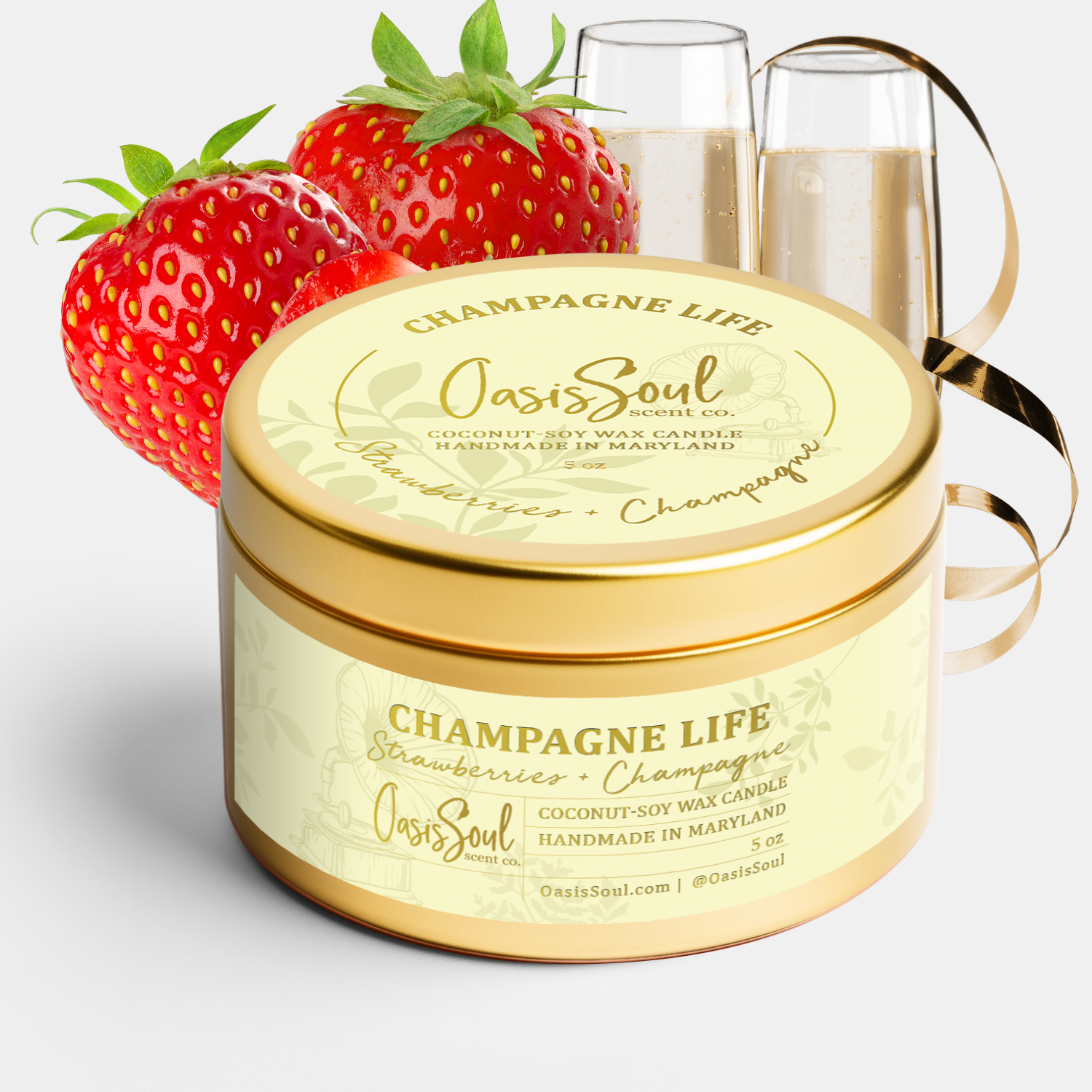 CHAMPAGNE LIFE Gold Candle {strawberries + champagne}