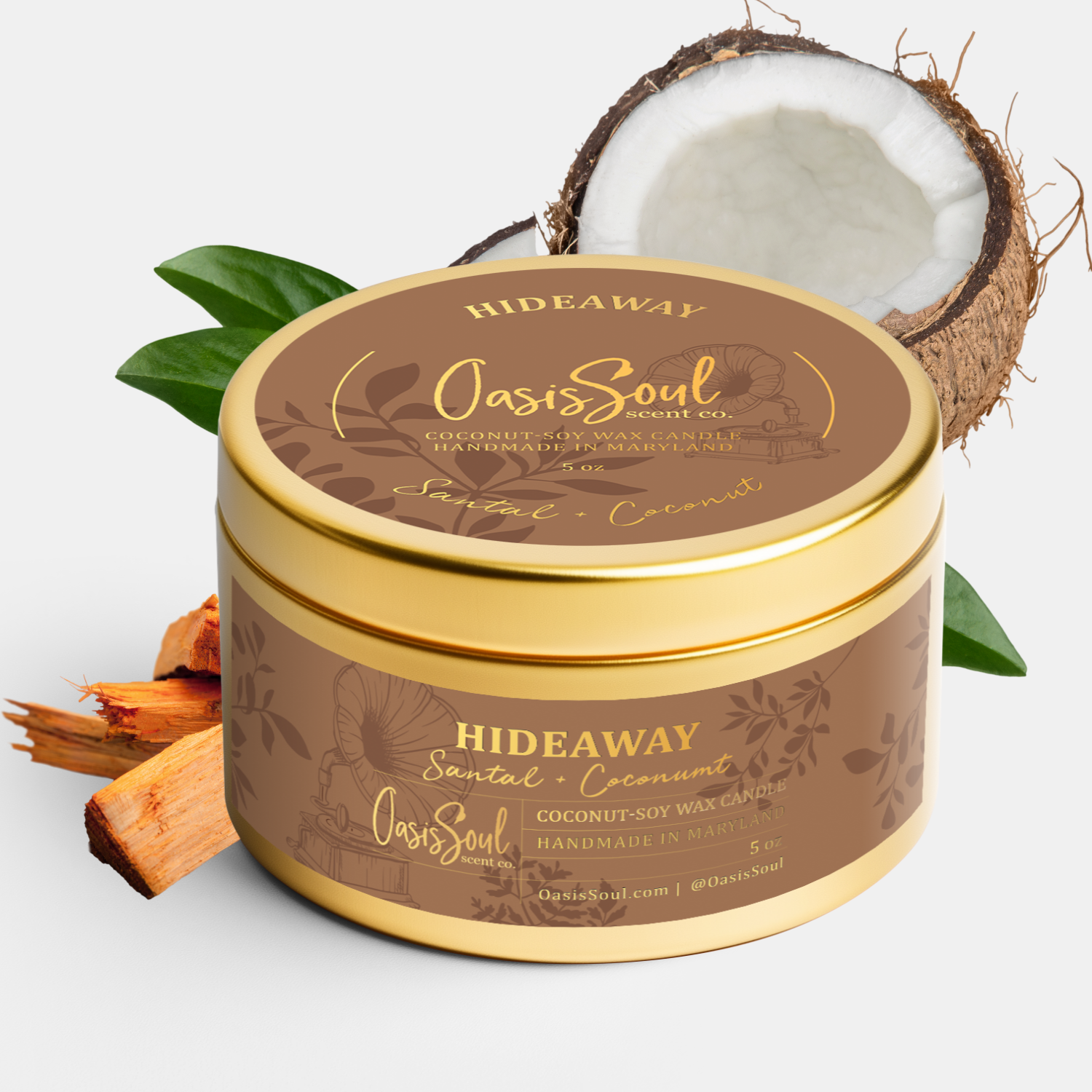 HIDEAWAY Gold Candle {santal + coconut}