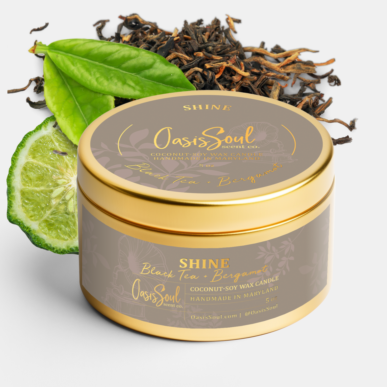 SHINE Gold Candle {black tea + bergamot}