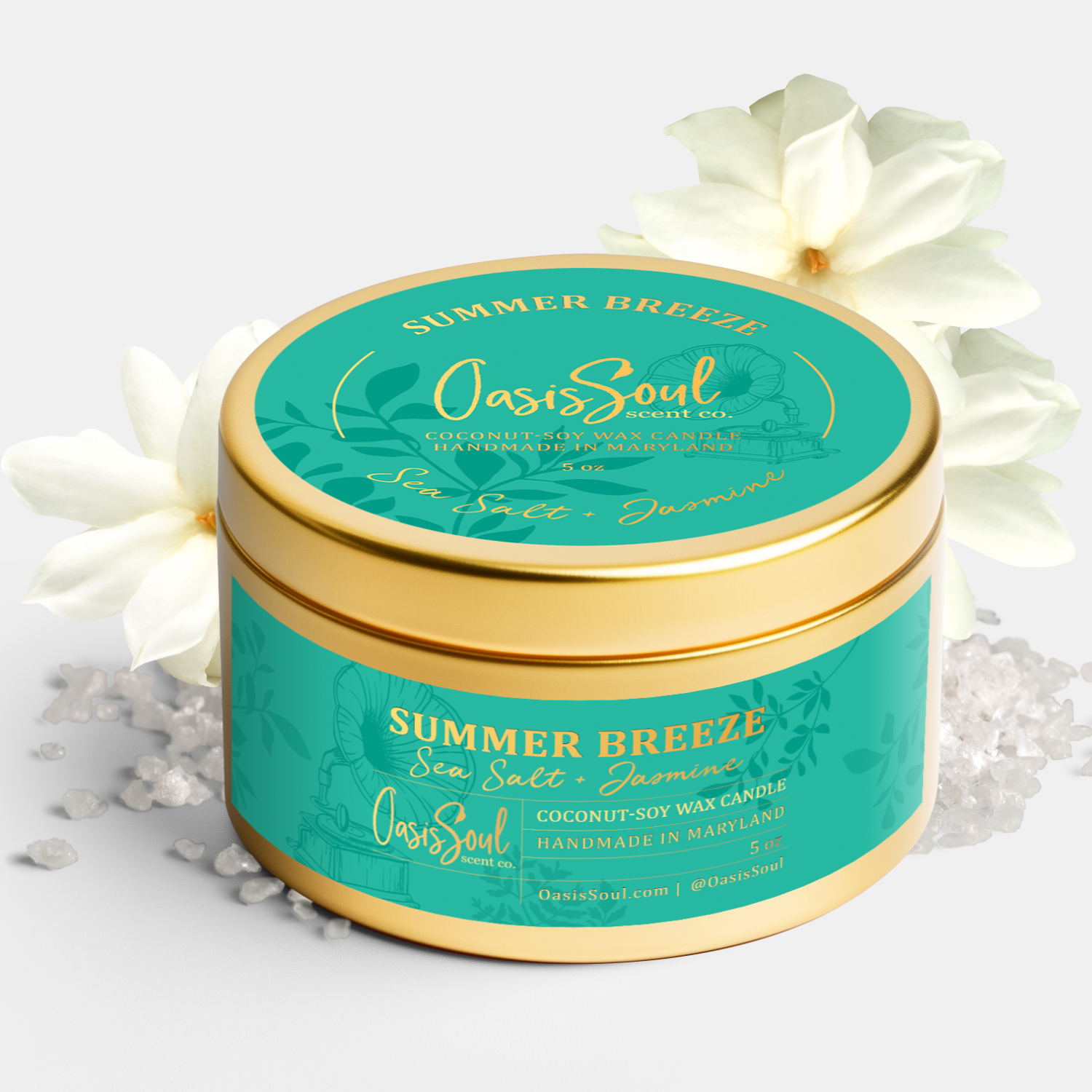 SUMMER BREEZE Gold Candle {sea salt + jasmine}