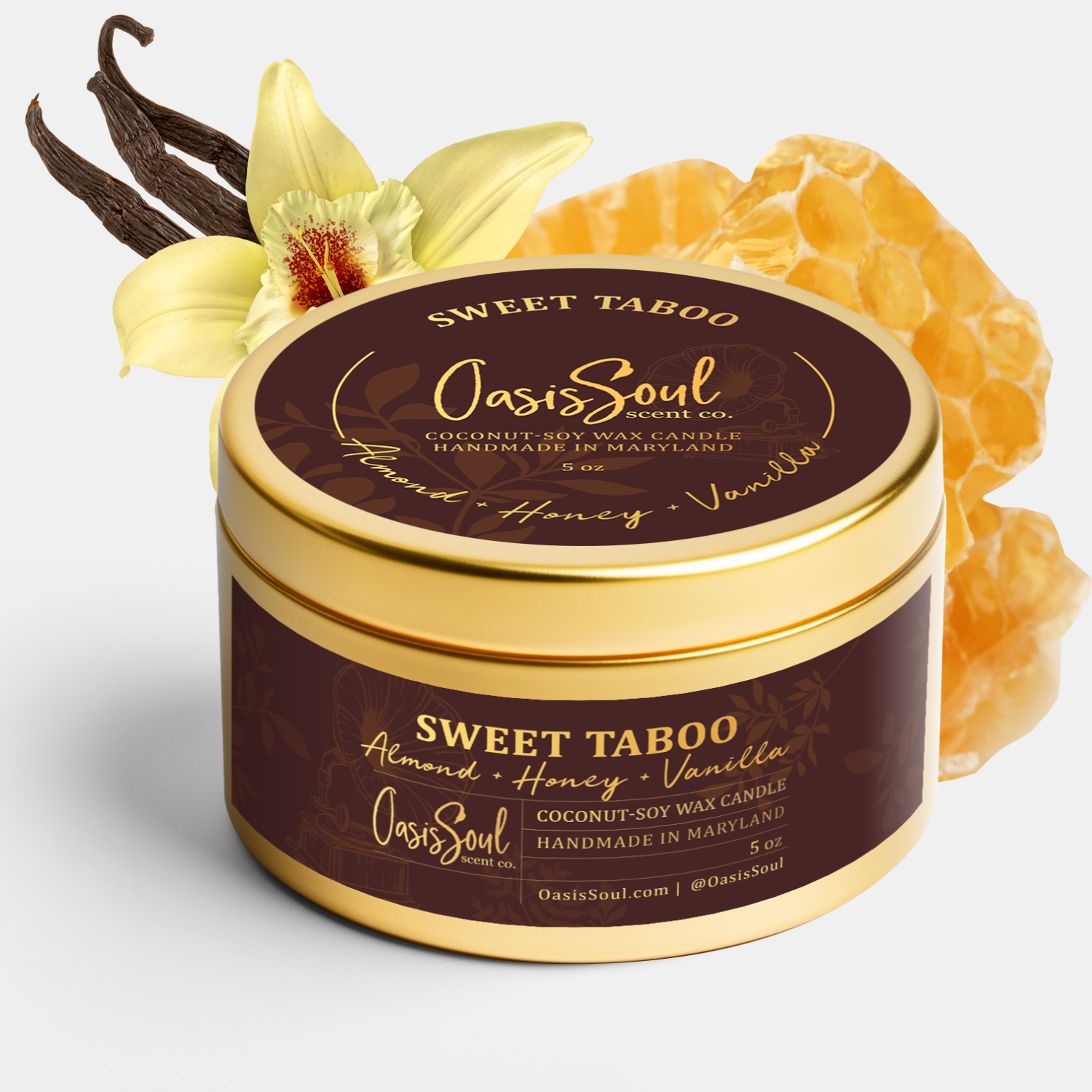 SWEET TABOO Gold Candle {almond + honey + vanilla}
