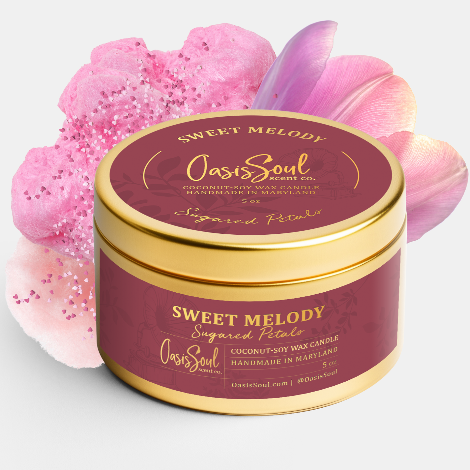 SWEET MELODY Gold Candle {sugared petals}
