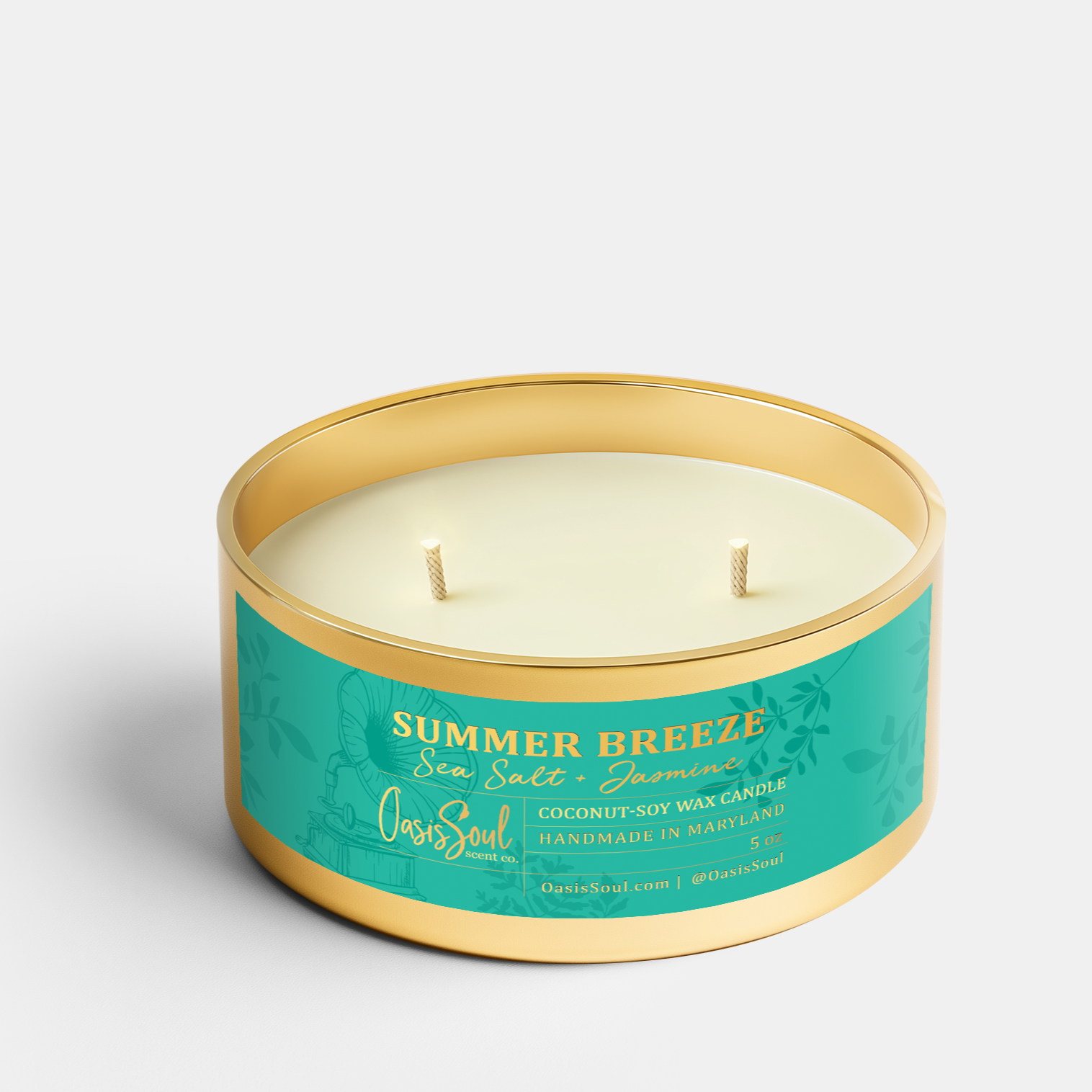 SUMMER BREEZE Gold Candle {sea salt + jasmine}