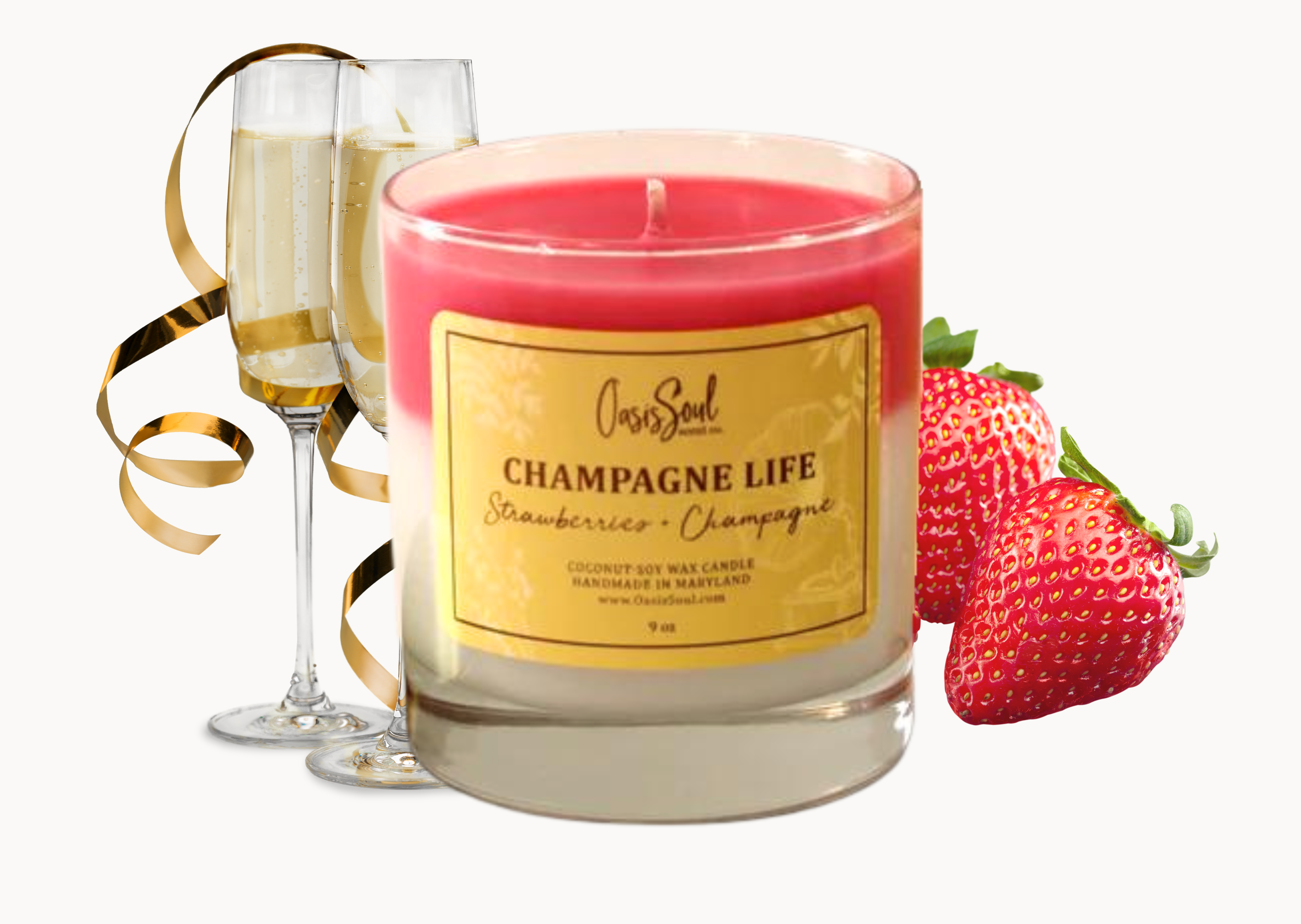 CHAMPAGNE LIFE - Celebrate Layered Candle {strawberries + champagne}