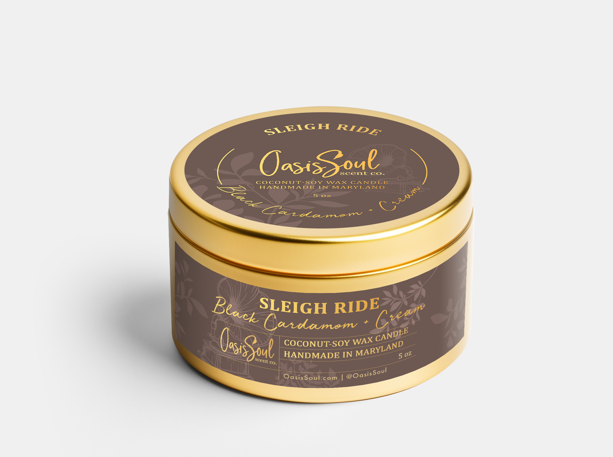 SLEIGH RIDE Gold Candle {black cardamom + cream}