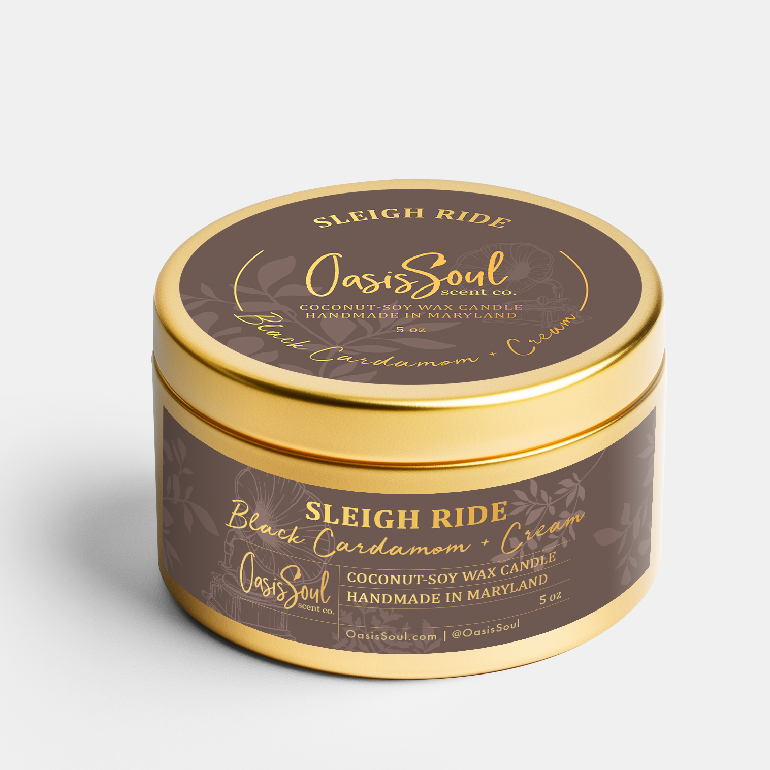 SLEIGH RIDE Gold Candle {black cardamom + cream}