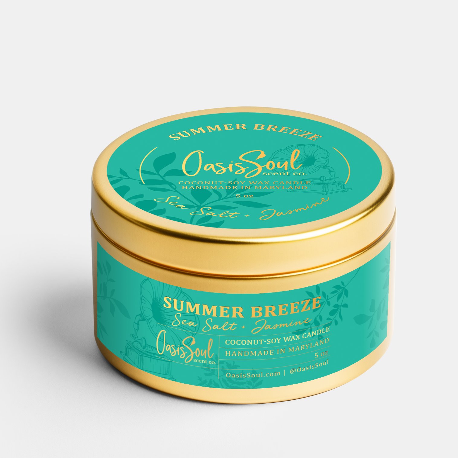 SUMMER BREEZE Gold Candle {sea salt + jasmine}