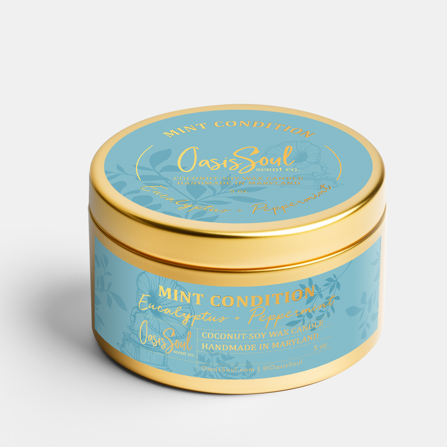 MINT CONDITION Gold Candle {eucalyptus + peppermint}