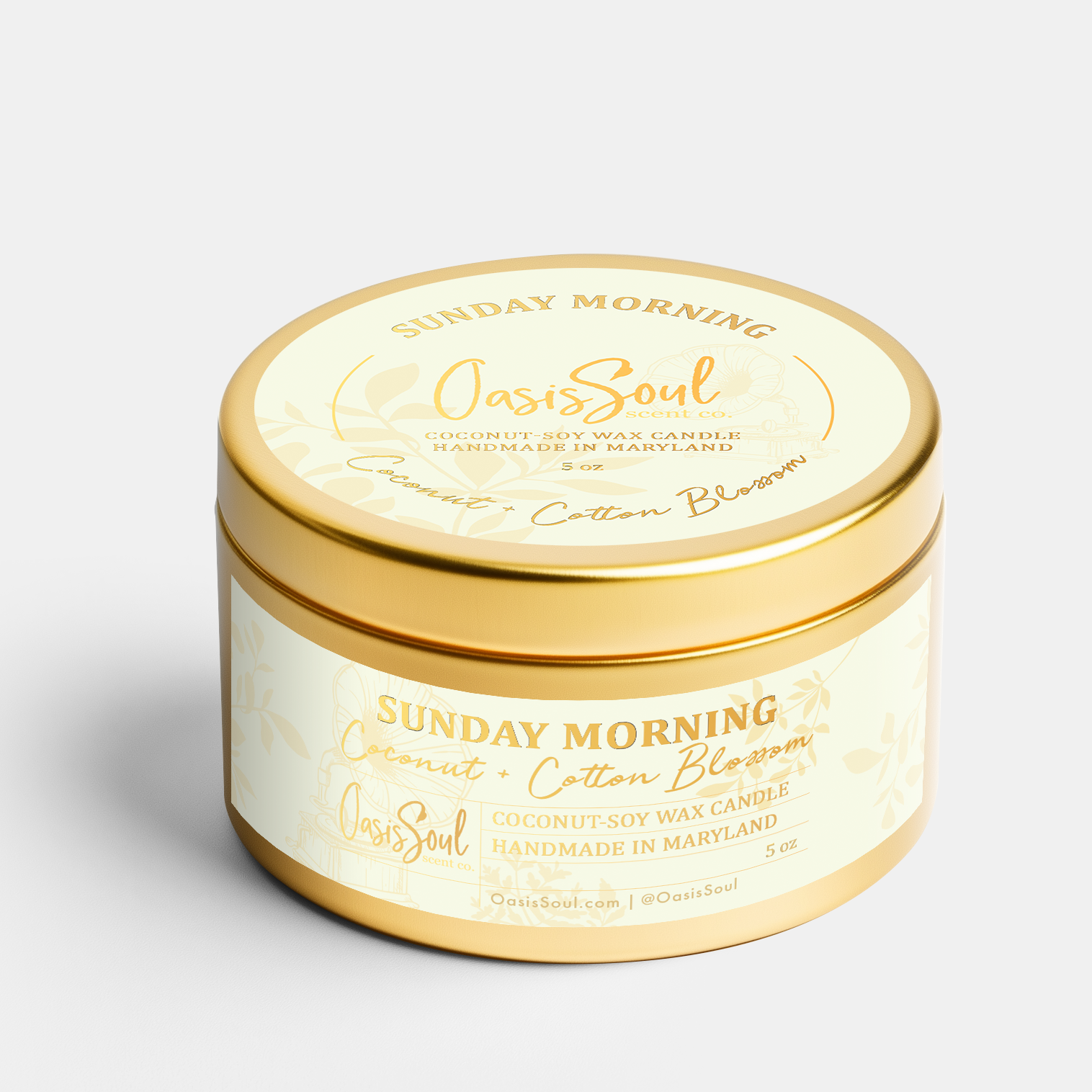 SUNDAY MORNING Gold Candle {coconut + cotton blossom}