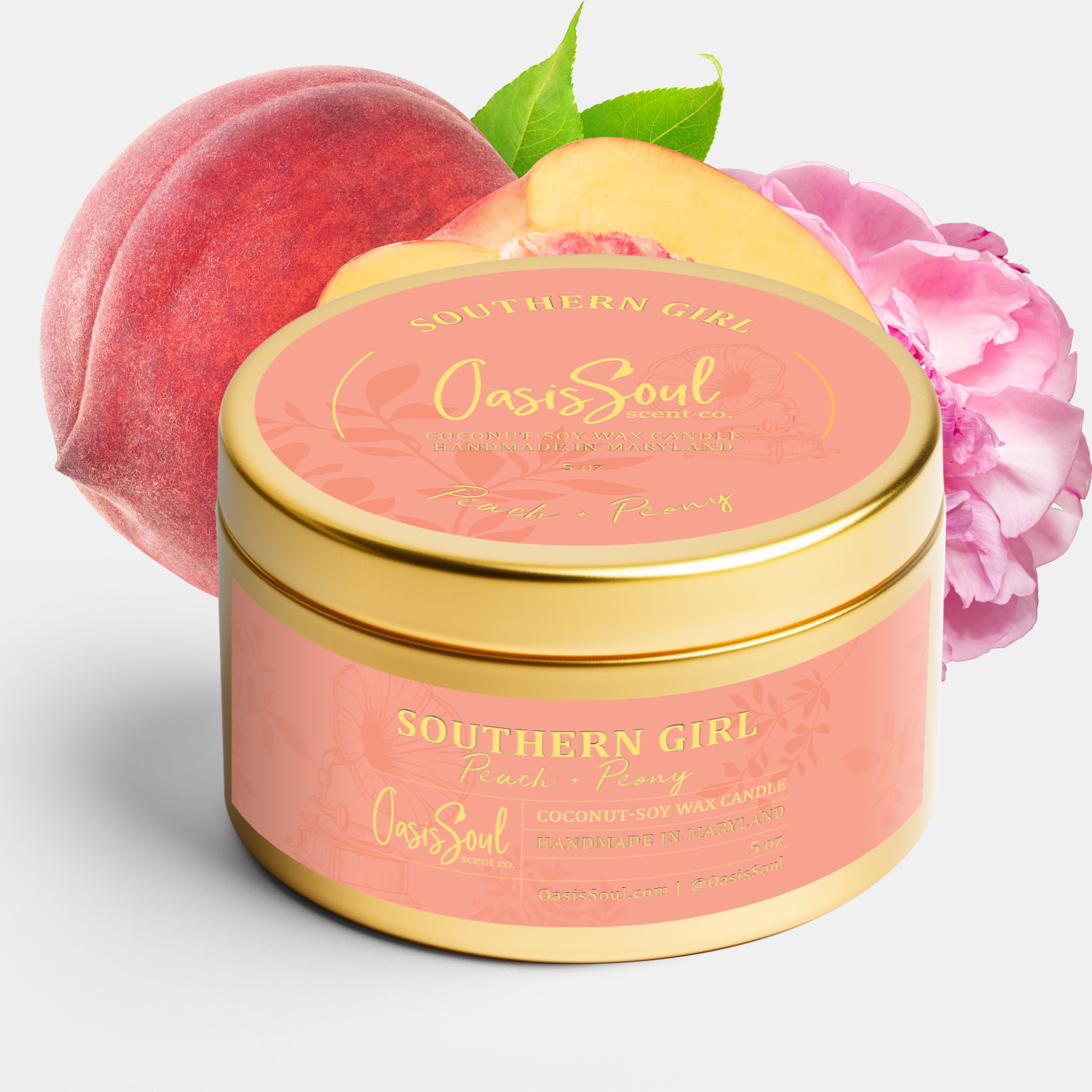 SOUTHERN GIRL Gold Candle {peach + peony}