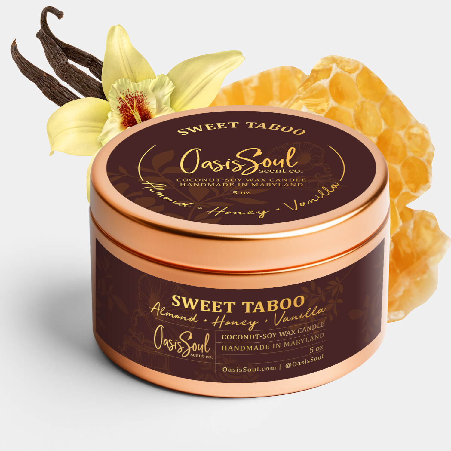 SWEET TABOO Copper Candle {almond + honey + vanilla}