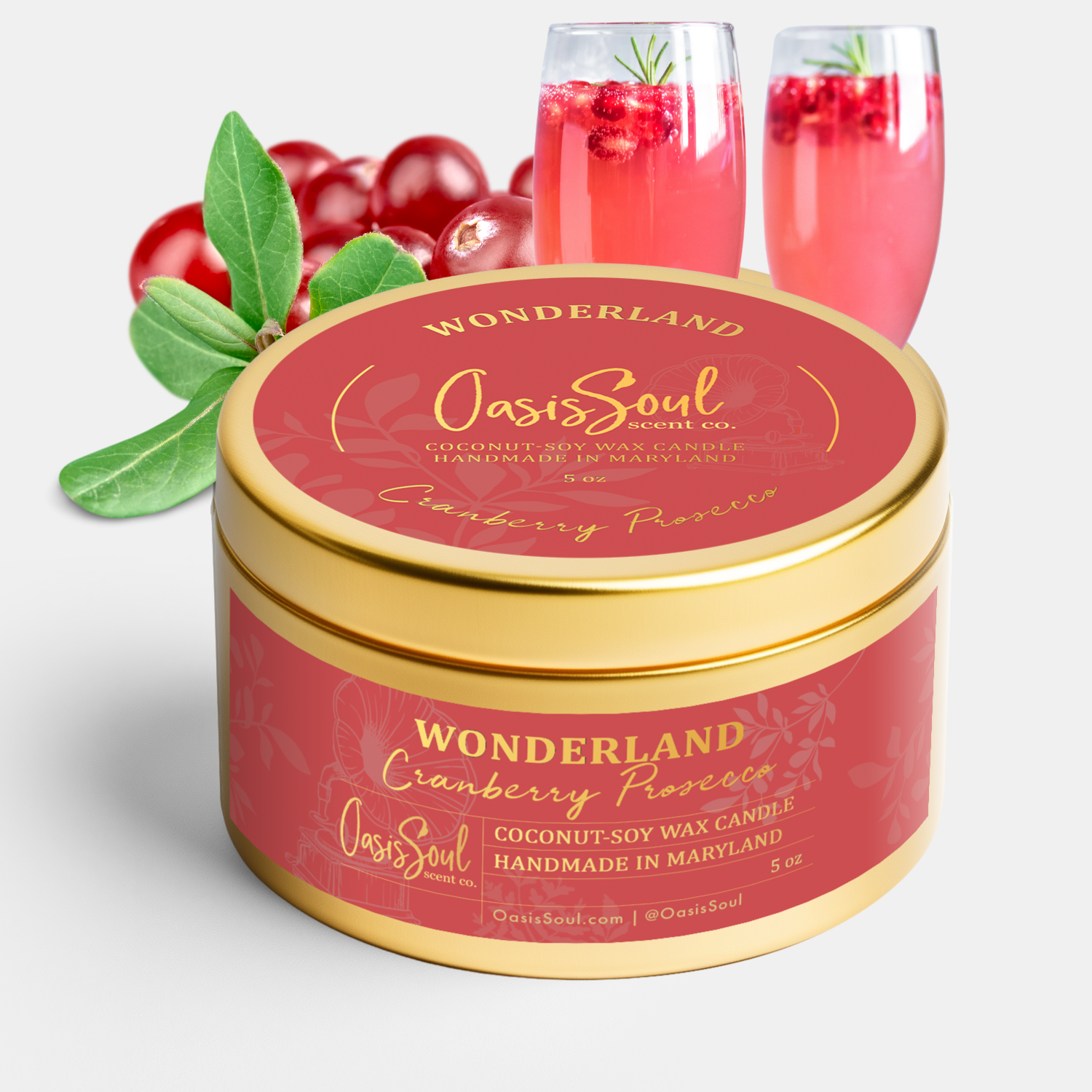 WONDERLAND Gold Candle {cranberry prosecco}