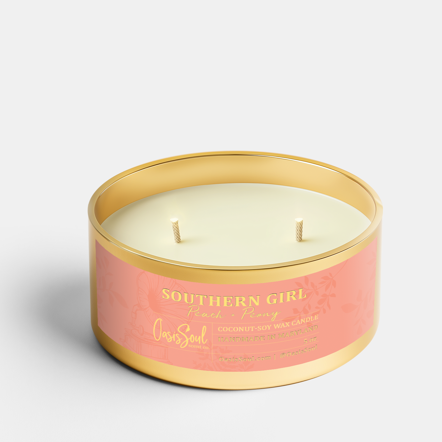 SOUTHERN GIRL Gold Candle {peach + peony}