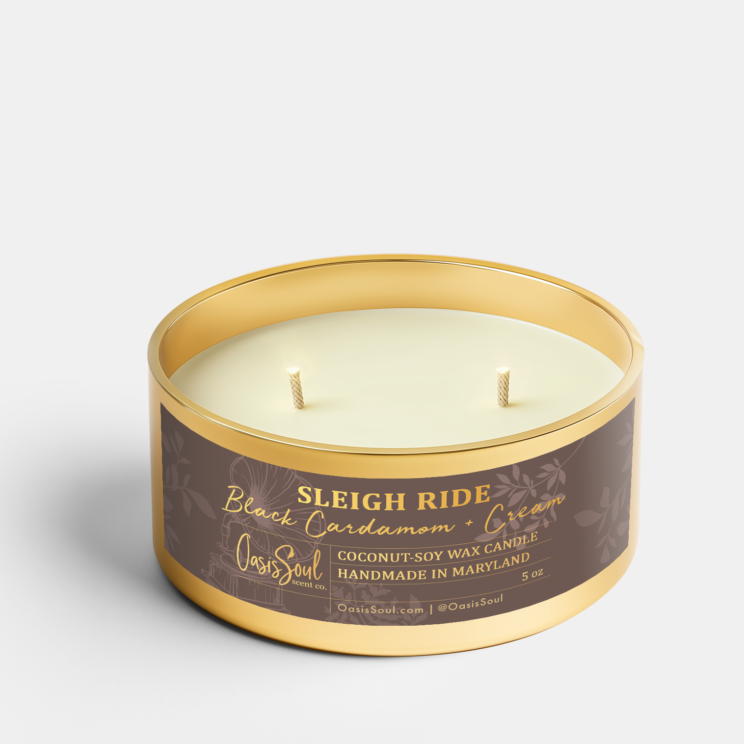 SLEIGH RIDE Gold Candle {black cardamom + cream}