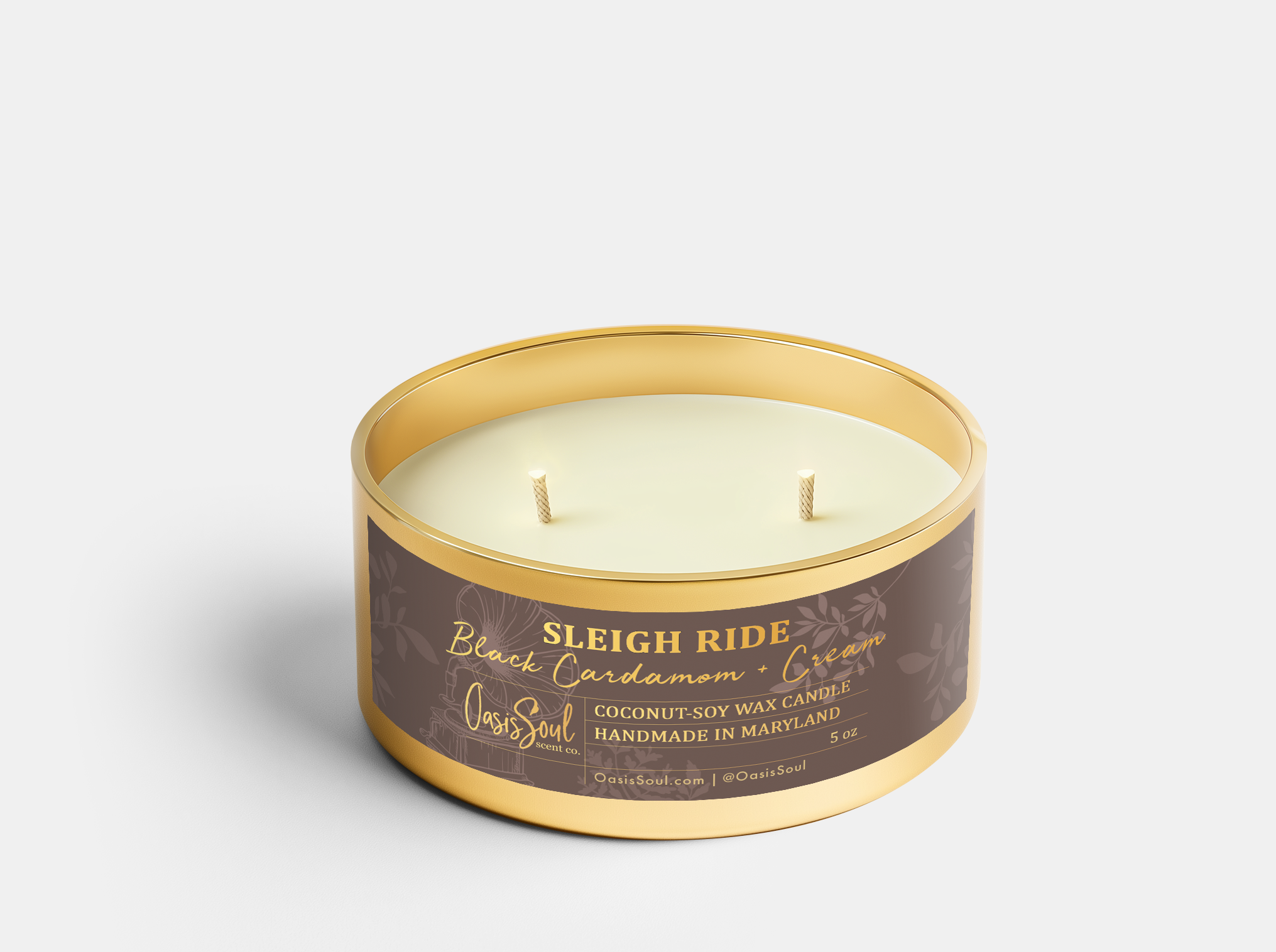 SLEIGH RIDE Gold Candle {black cardamom + cream}