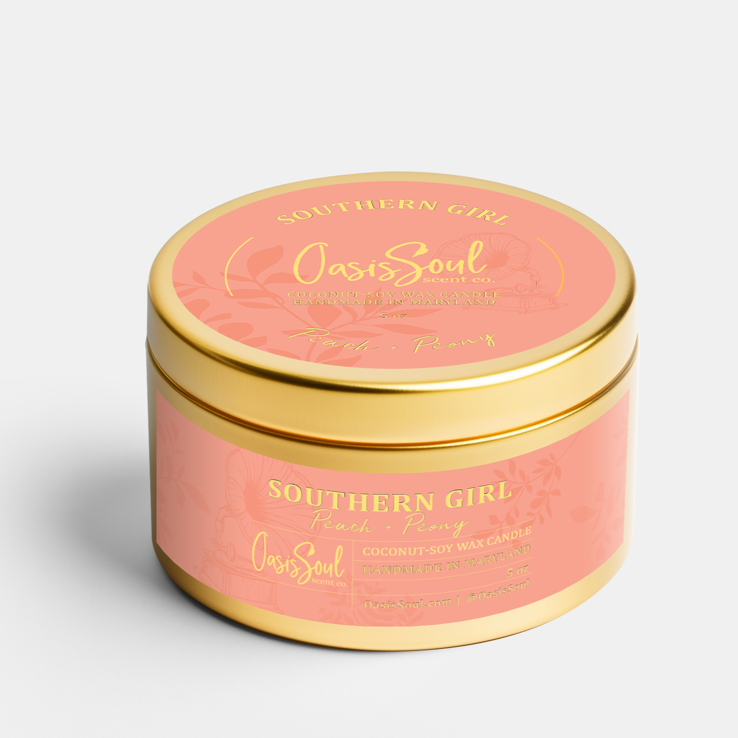 SOUTHERN GIRL Gold Candle {peach + peony}