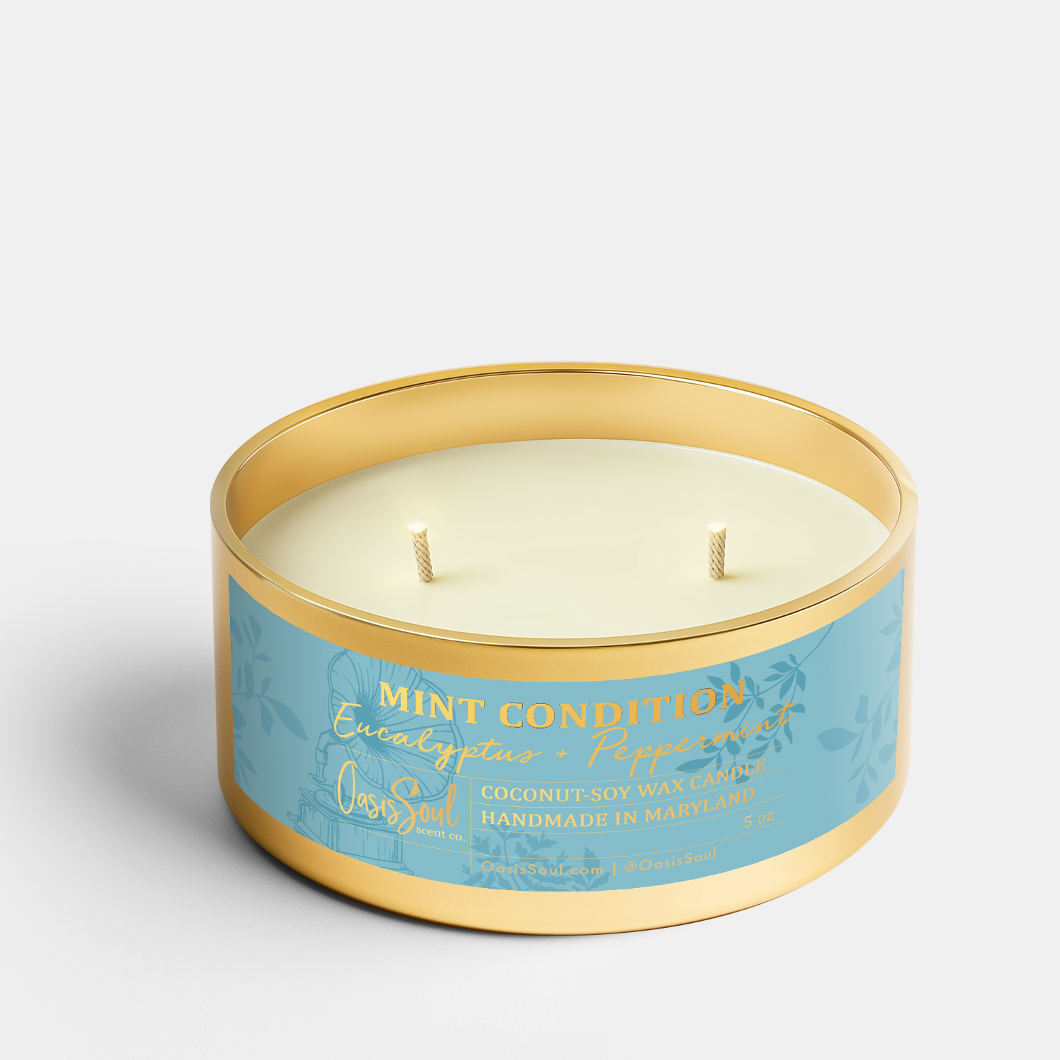 MINT CONDITION Gold Candle {eucalyptus + peppermint}