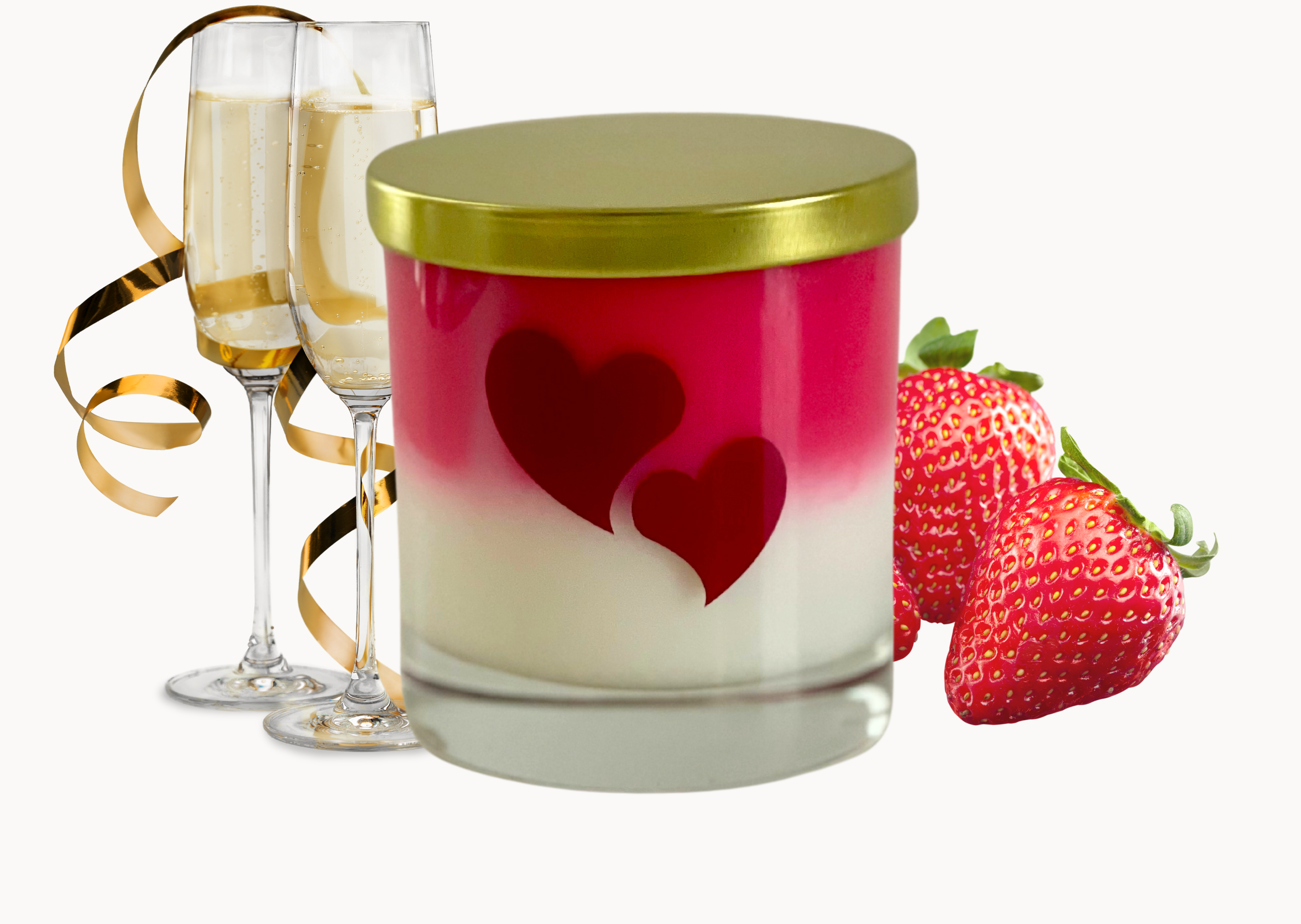 Two Hearts : Strawberries + Champagne Candle