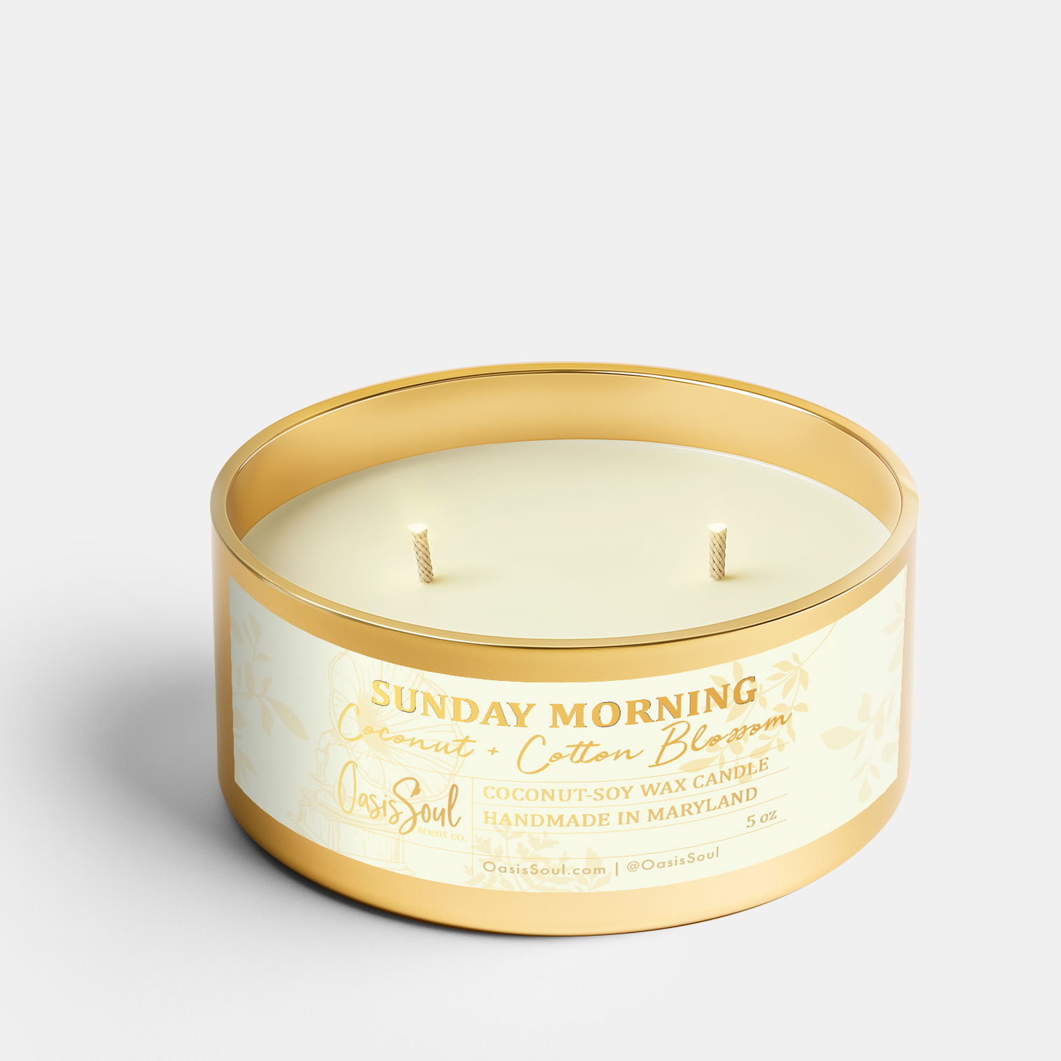 SUNDAY MORNING Gold Candle {coconut + cotton blossom}