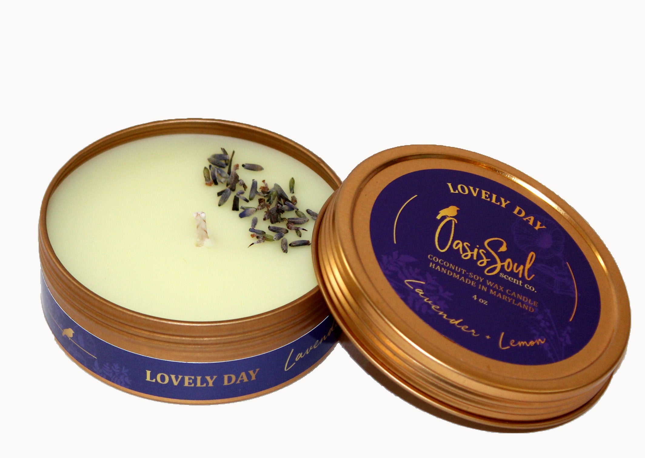 LOVELY DAY - Gold Tin Candle {lavender + lemon}