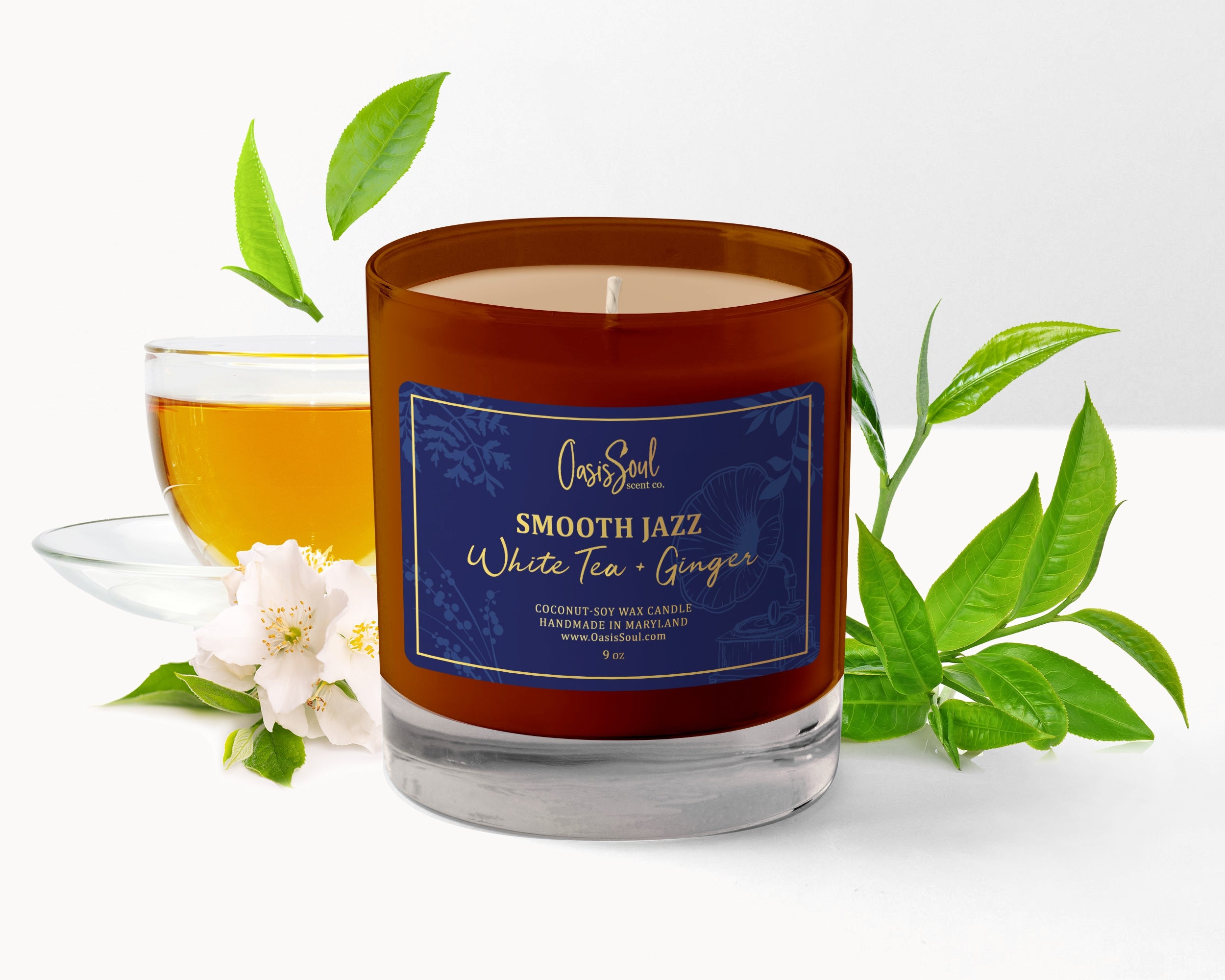 SMOOTH JAZZ - Amber Classics Candle {white tea + ginger}